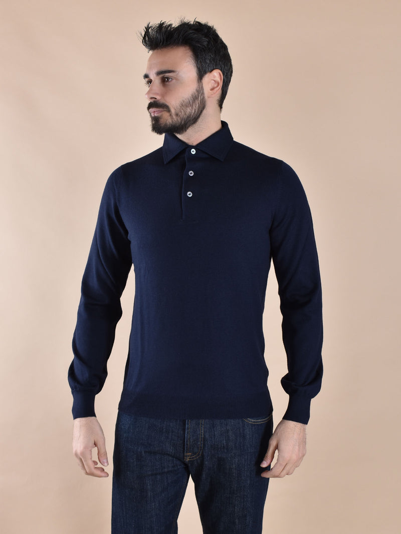 Polo Gran Sasso merinos extrafine blu 