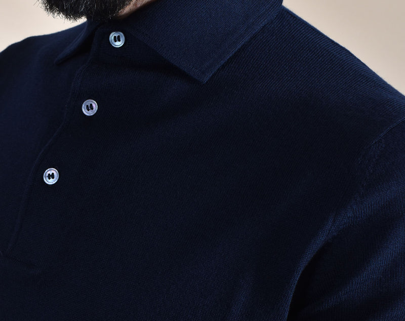 Polo Gran Sasso merinos extrafine blu 