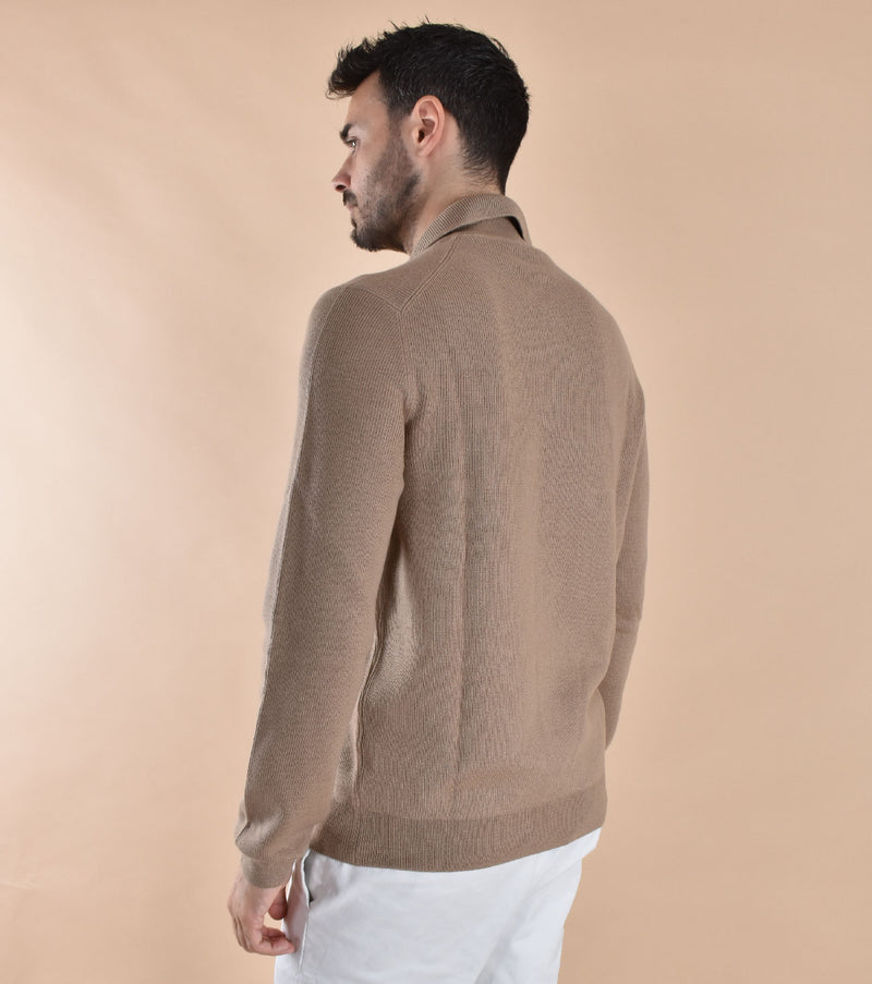 Polo Gran Sasso merinos extrafine scollo V bianco 