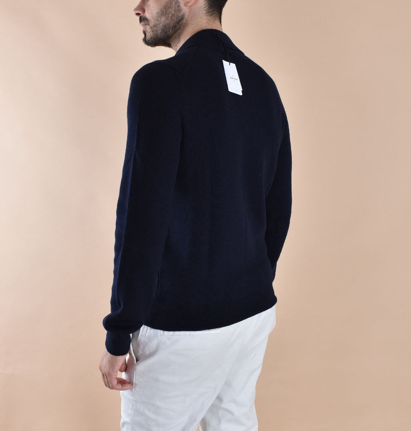 Polo Gran Sasso skipper merinos extrafine scollo V blu 