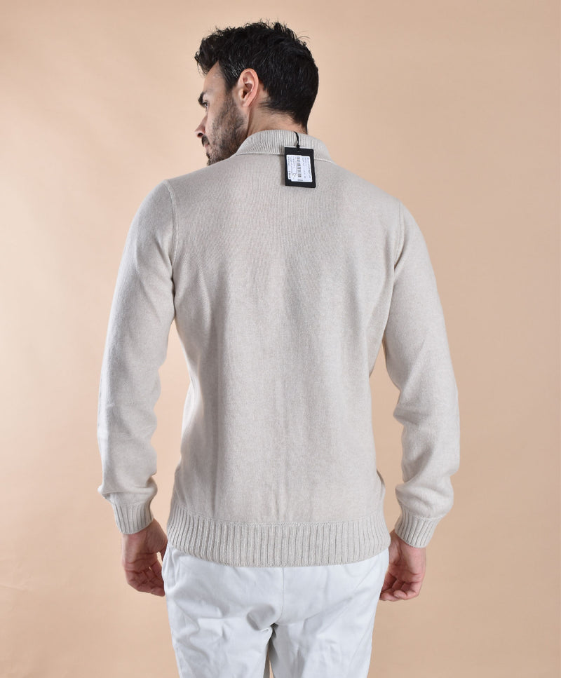 Cardigan Gran Sasso felted cashmere polo sabbia 