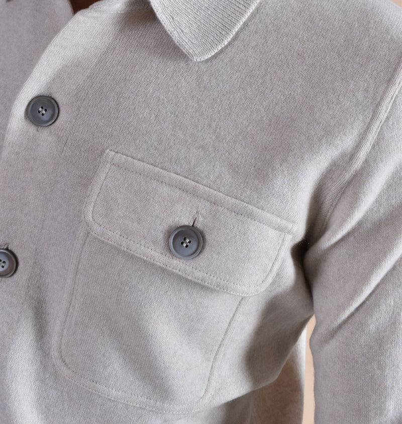 Cardigan Gran Sasso felted cashmere polo sabbia 