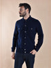 Cardigan Gran Sasso felted cashmere polo blu