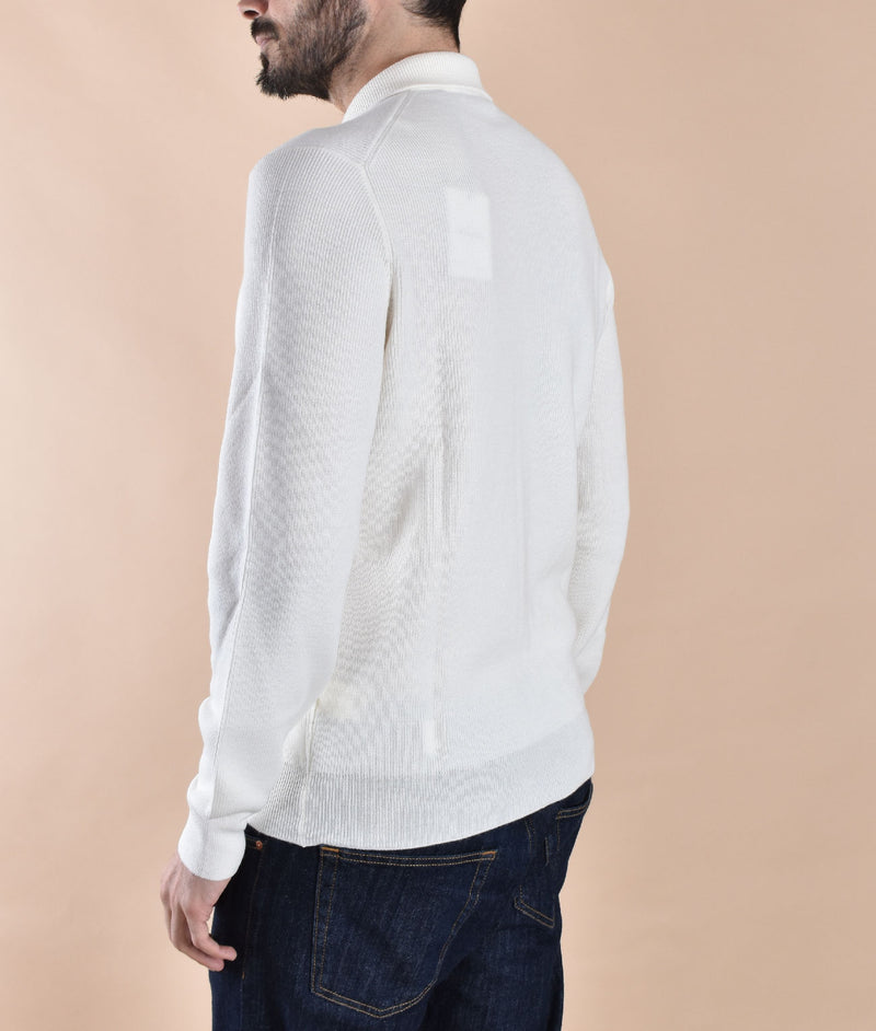 Polo Gran Sasso zip bianca merinos extrafine 