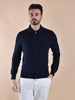 Polo Gran Sasso zip blu merinos extrafine