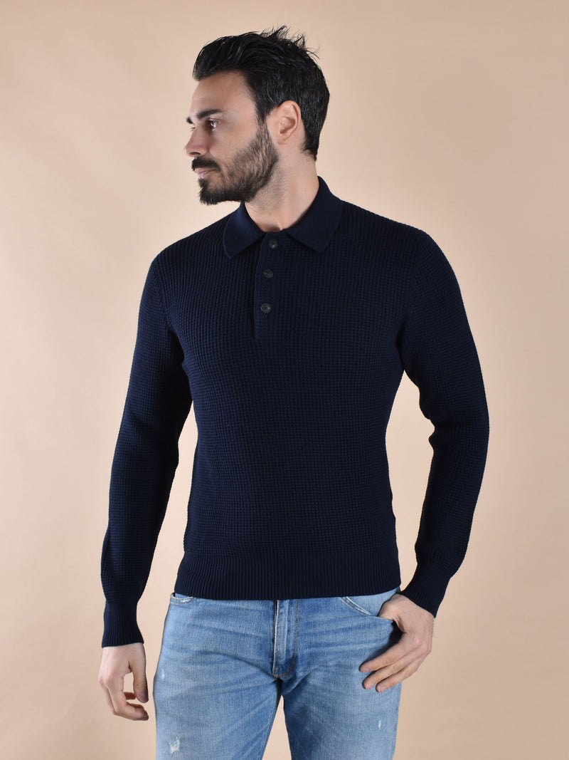 Polo Gran Sasso merinos extrafine blu 