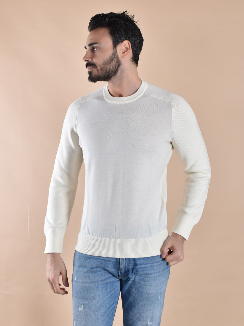 Maglia Gran Sasso Rain wool girocollo bianco 
