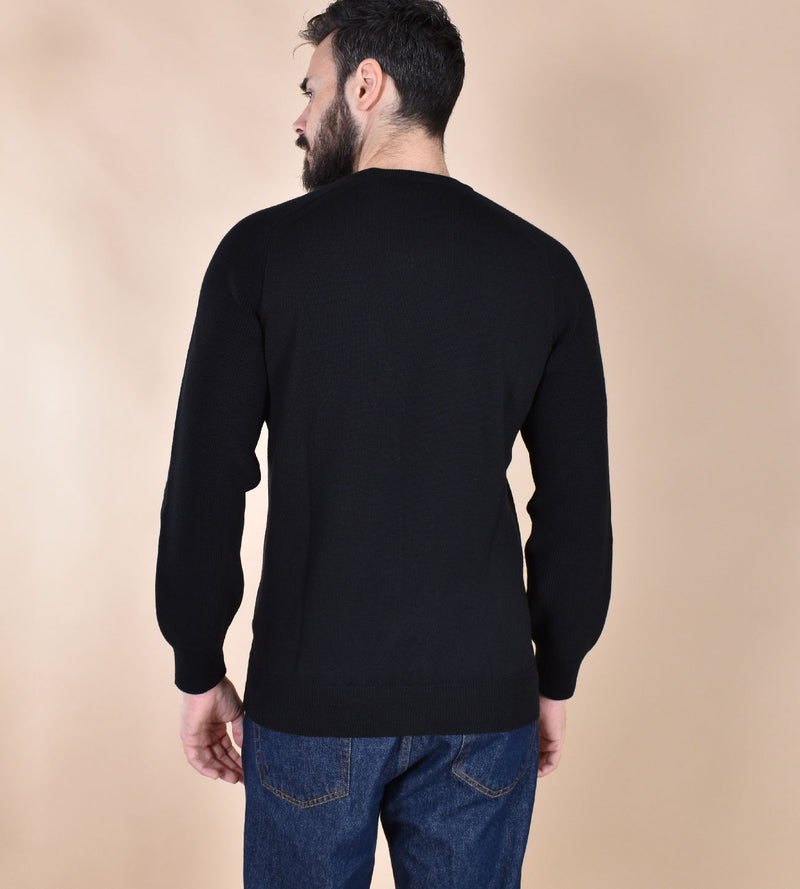 Maglia Gran Sasso Rain wool girocollo nera 