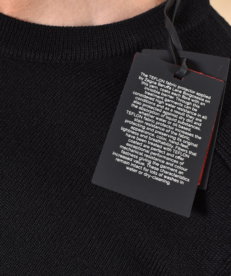 Maglia Gran Sasso Rain wool girocollo nera 