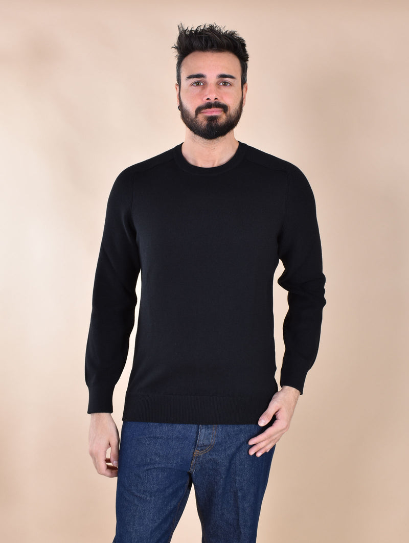 Maglia Gran Sasso Rain wool girocollo nera 