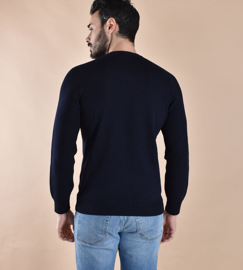 Maglia Gran Sasso Rain wool girocollo blu 