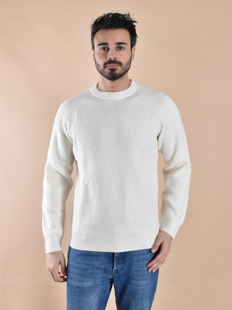 Maglia Mc2 Saint Barth crewneck ribbed bianca 