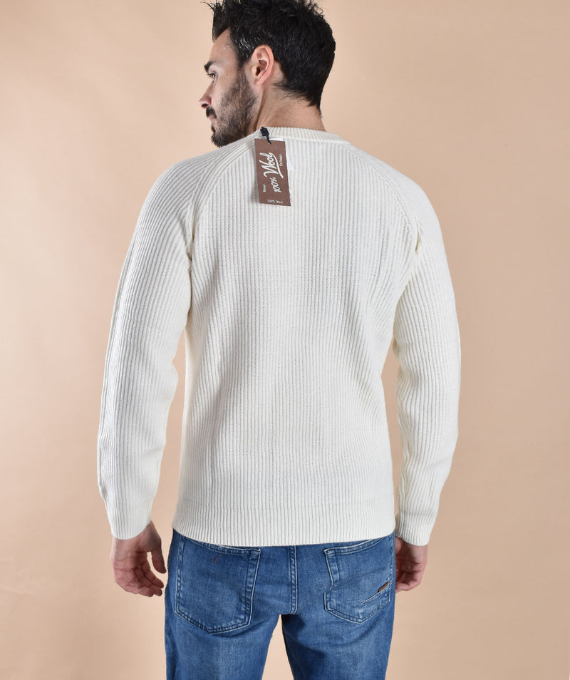 Maglia Mc2 Saint Barth crewneck ribbed bianca 