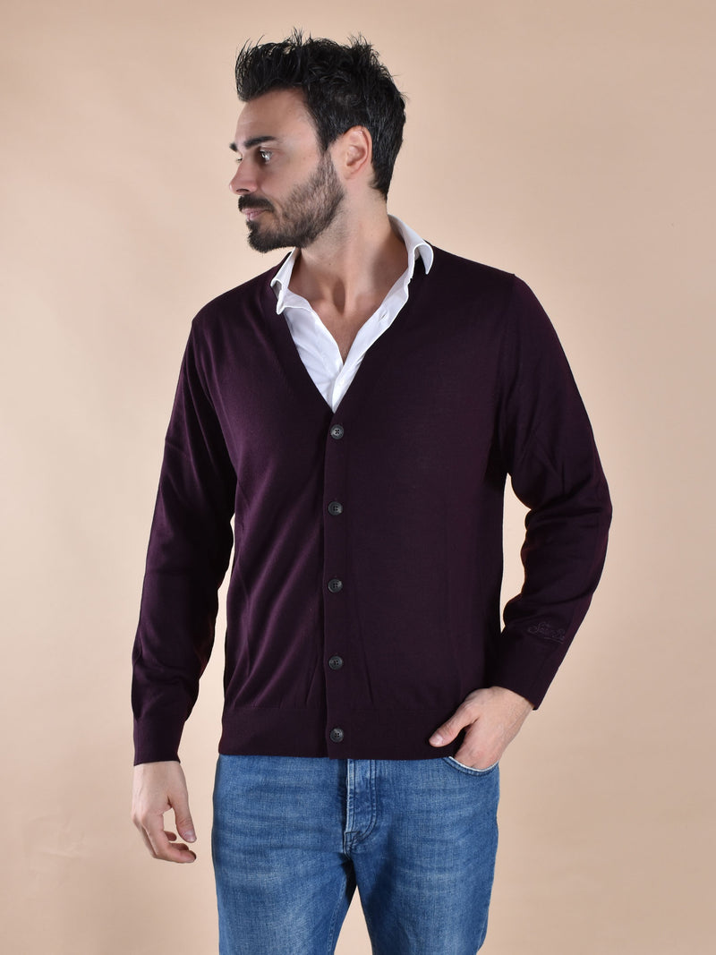Cardigan Mc2 Saint Barth harrison merino bordeaux 