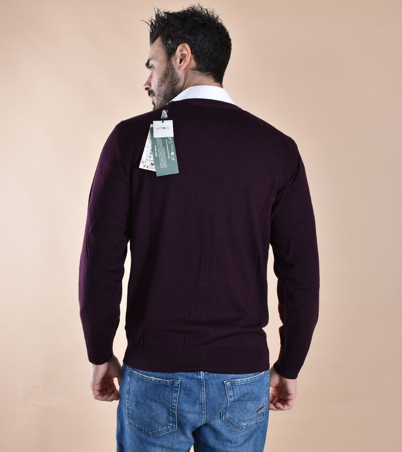 Cardigan Mc2 Saint Barth harrison merino bordeaux 