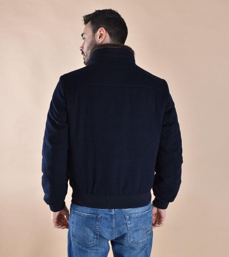 Giubbotto Onthebund bomber trapuntato blu 
