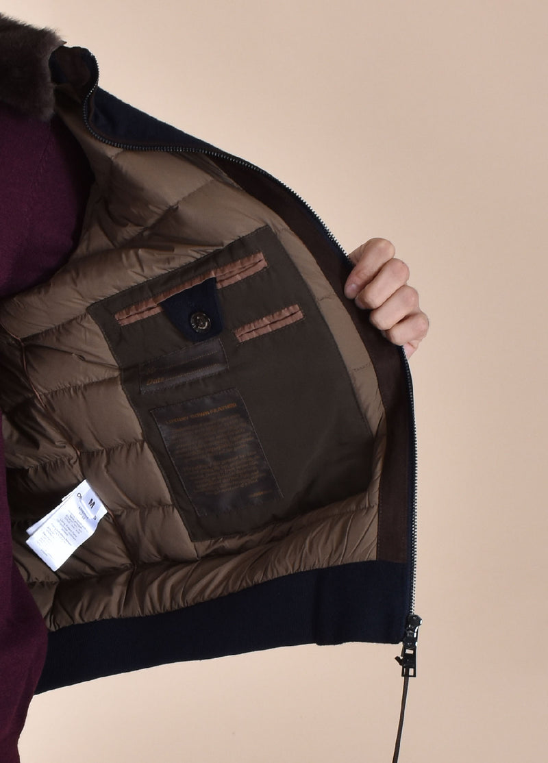 Giubbotto Onthebund bomber trapuntato blu 