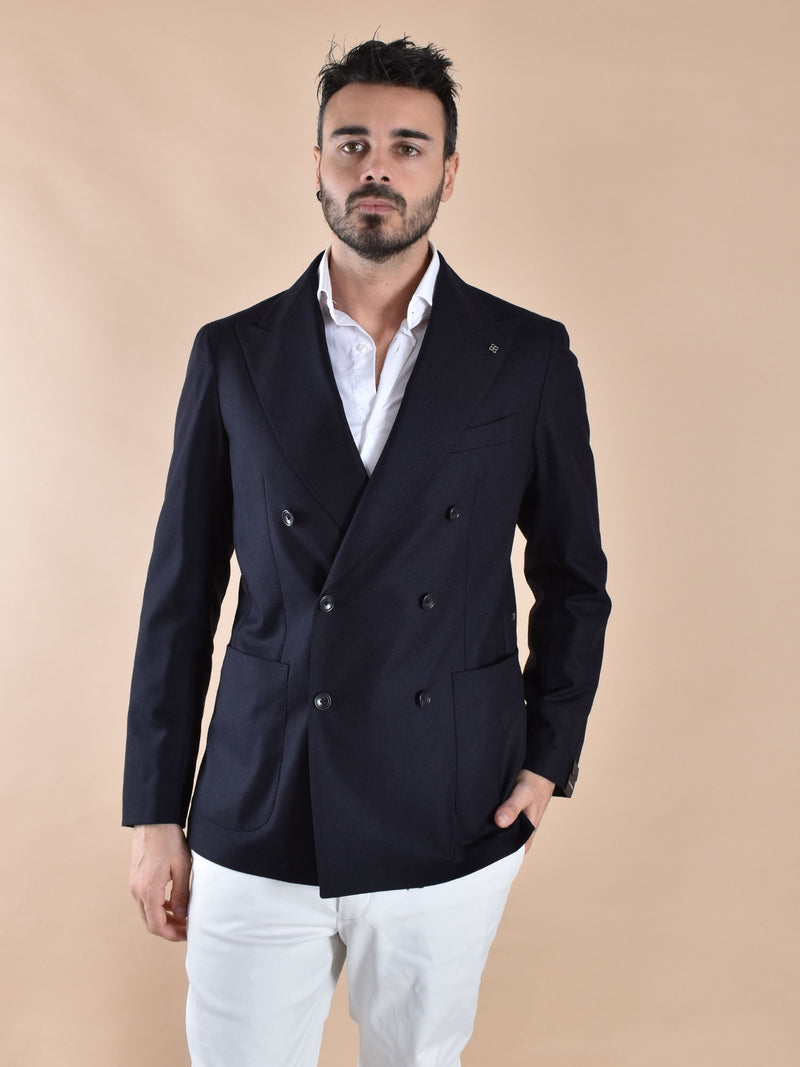 Giacca doppiopetto Tagliatore lana super 110's blu 