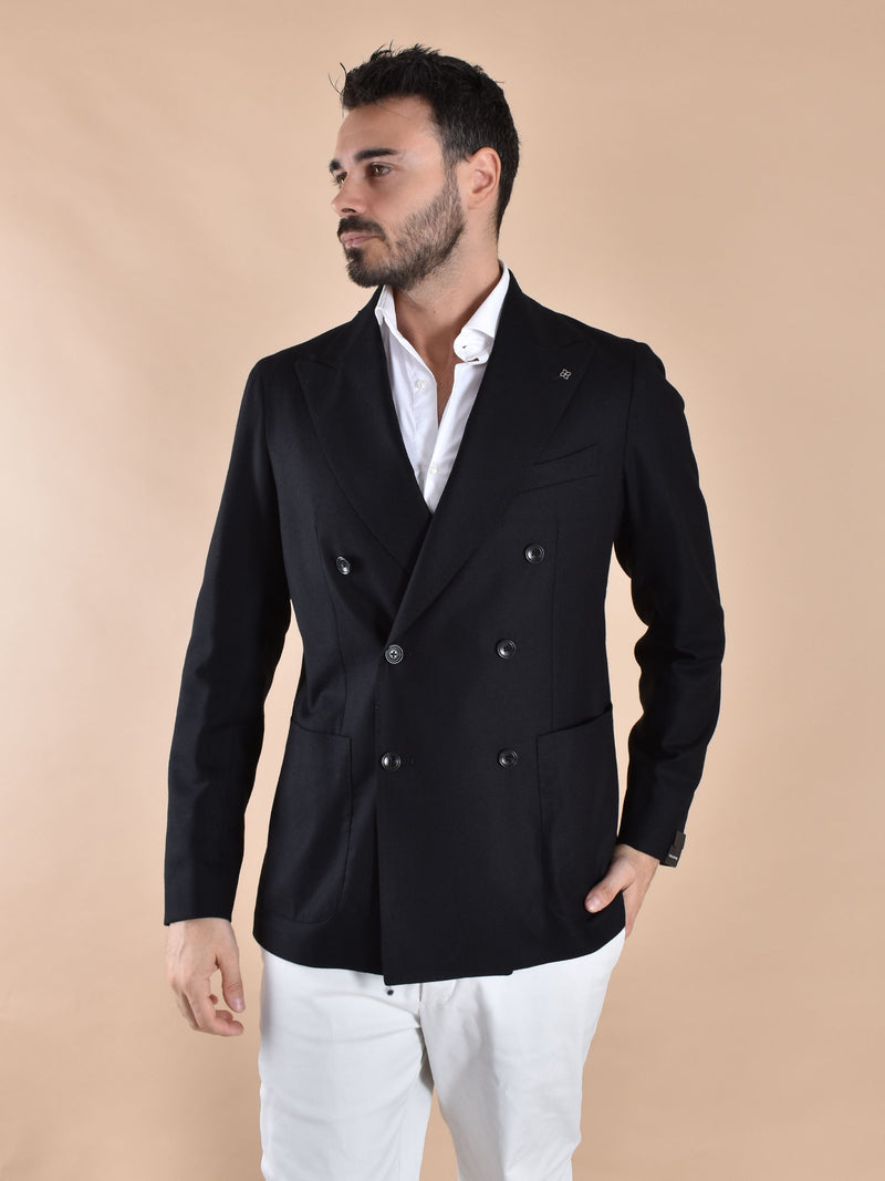 Giacca doppiopetto Tagliatore lana super 110's nero 