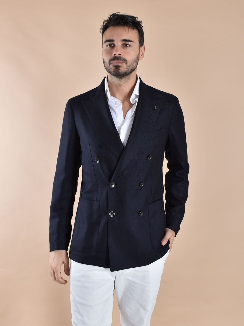 Giacca Tagliatore doppiopetto blu lana vergine super 100 