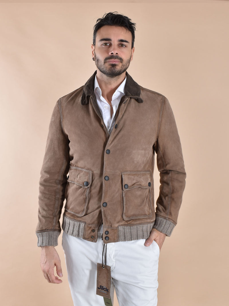 Giubbotto Jack Leathers Ottaviano beige 