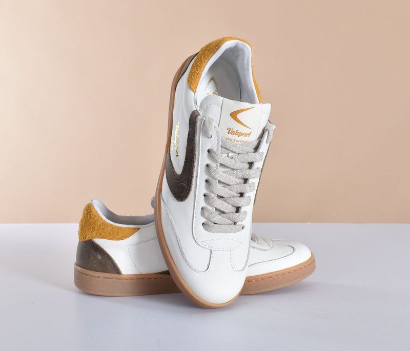 Sneakers Valsport Olimpia suede bianco marrone 