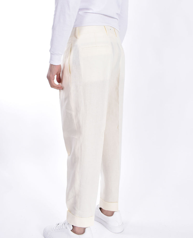 Pantalone Berwich lino bianco panna Chiaia 