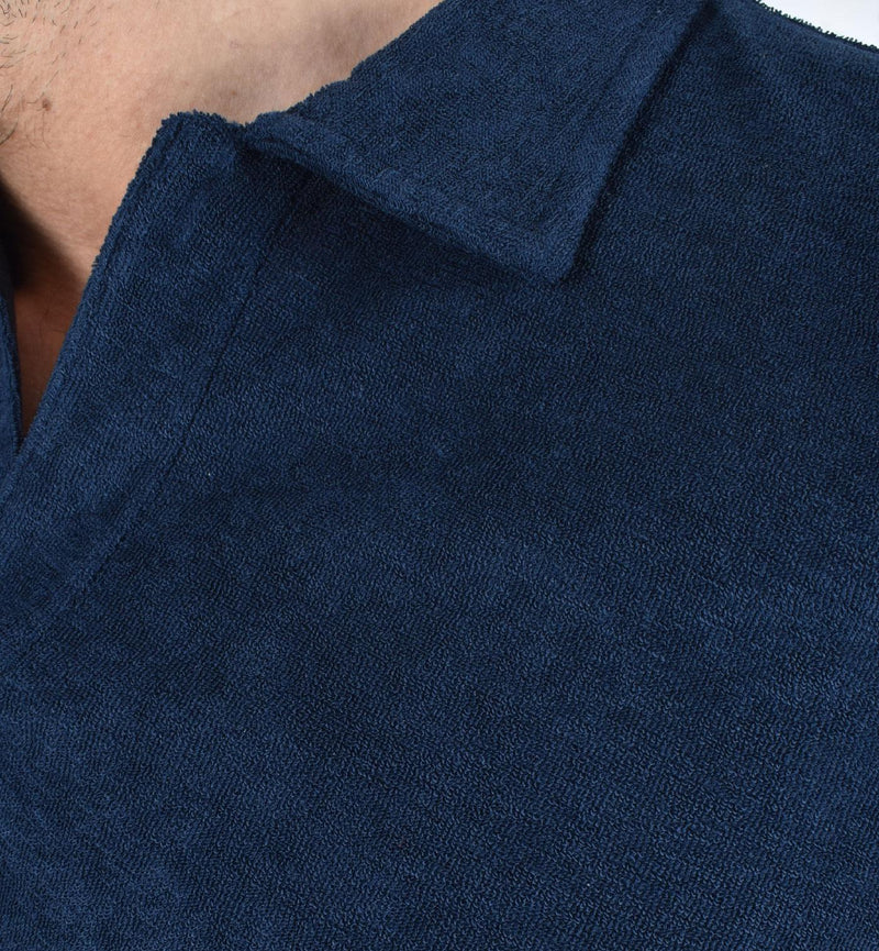 Polo Mc2 Saint Barth scollo V sponge blu 