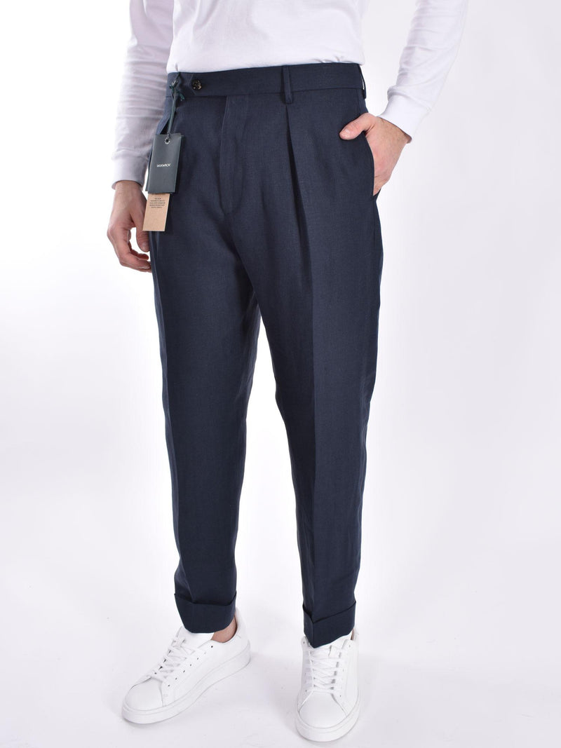 Pantalone Berwich lino blu Chiaia 