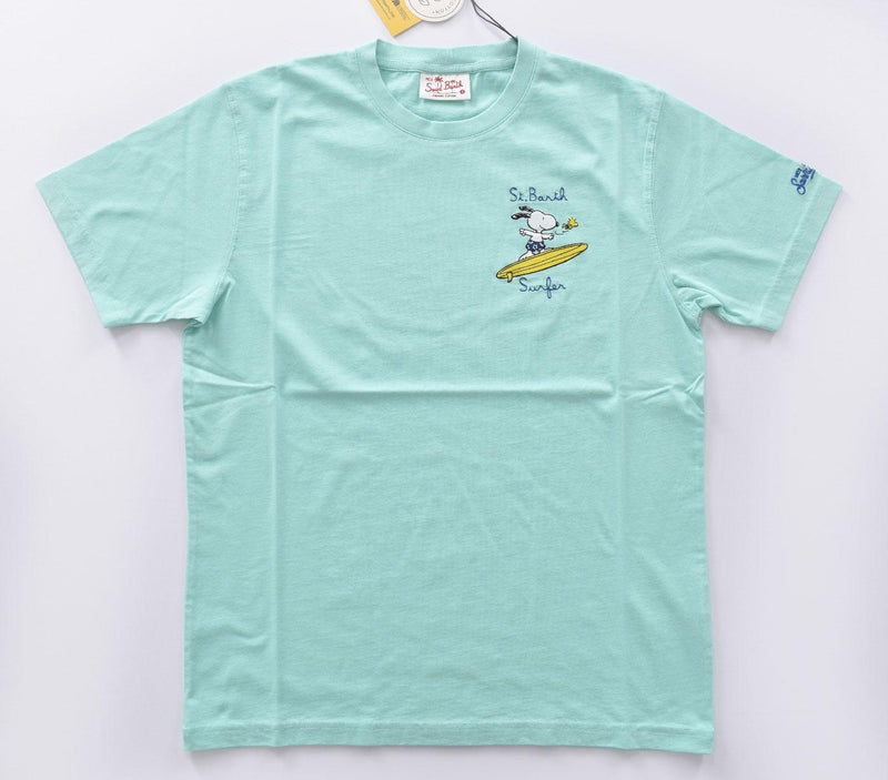 T-shirt Mc2 Saint Barth verde acqua Peanuts Snoopy wave surf 