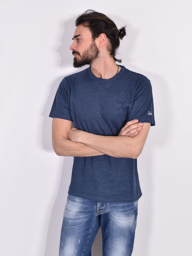 T-shirt Mc2 Saint Barth lino blu taschino Ecstasea ECSTASEA61 MC2 SAINT BARTH