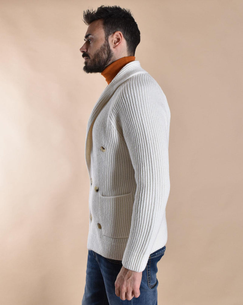 Maglione doppiopetto Gran Sasso Super Geelong bianco 13183 25072001 GRAN SASSO