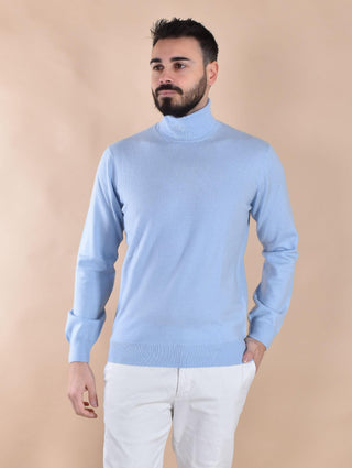 Maglia Della Ciana dolcevita cashmere lana celeste 1802001 Della Ciana