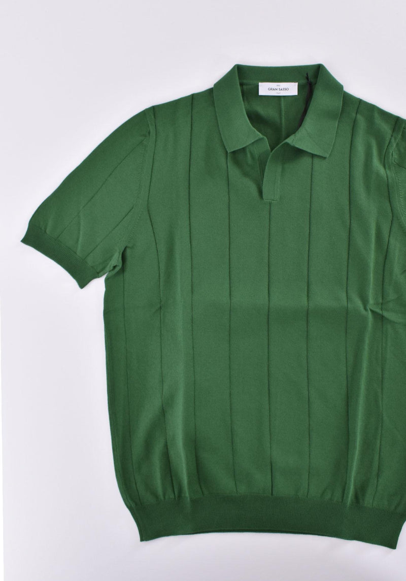 Polo Gran Sasso fresh cotton scollo V tennis verde 