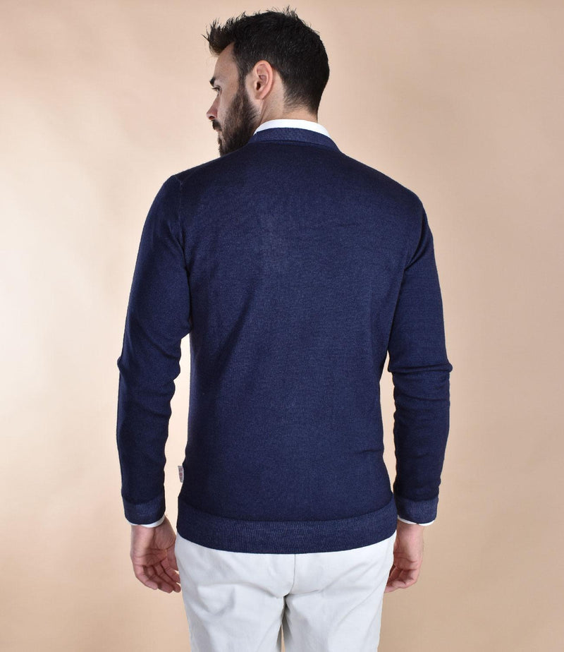 Cardigan BoB Mendoza blu ricami MENDOZA01 BOB