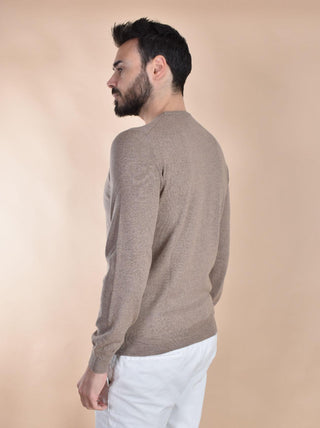 Maglia Gran Sasso extrafine merinos nocciola girocollo sottile 57167 14499131 GRAN SASSO