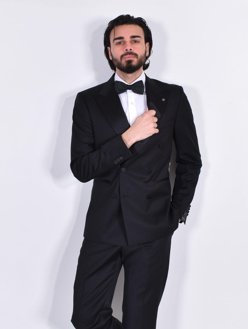 Abito Tagliatore doppiopetto smoking nero fresco lana SFBR10A01 SFBR10A015012 TAGLIATORE