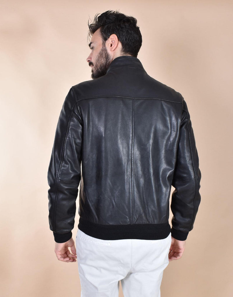 Giubbotto Bully pelle nera biker 565401 BULLY