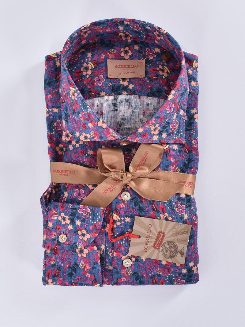 Camicia Borriello fantasia blu 