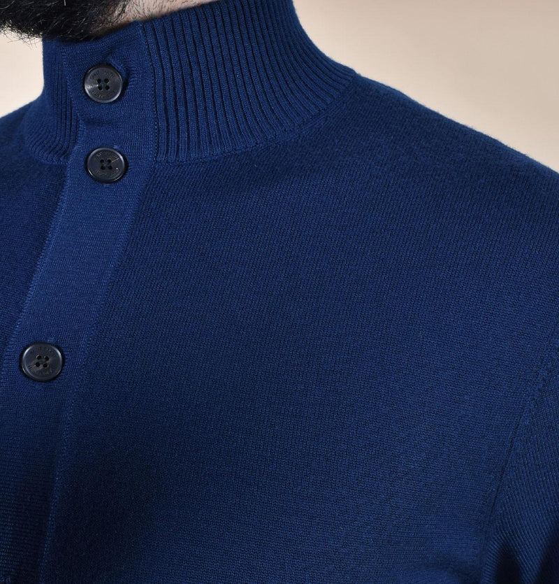 Cardigan Mc2 Saint Barth collo alto blu savile 003762 MC2 SAINT BARTH