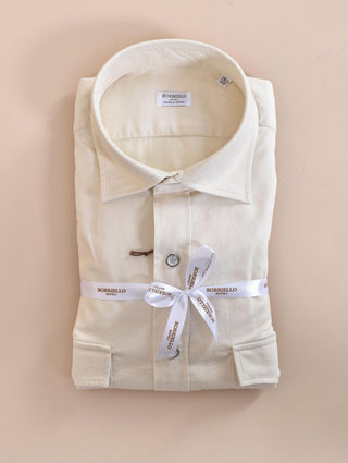 Camicia Borriello cucita a mano bianco burro 210541 BORRIELLO