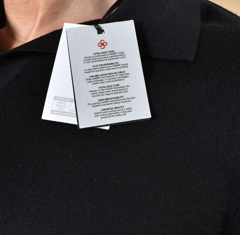Polo Gran Sasso Athleisure nero senza bottoni scollo V 57189 14813099 GRAN SASSO