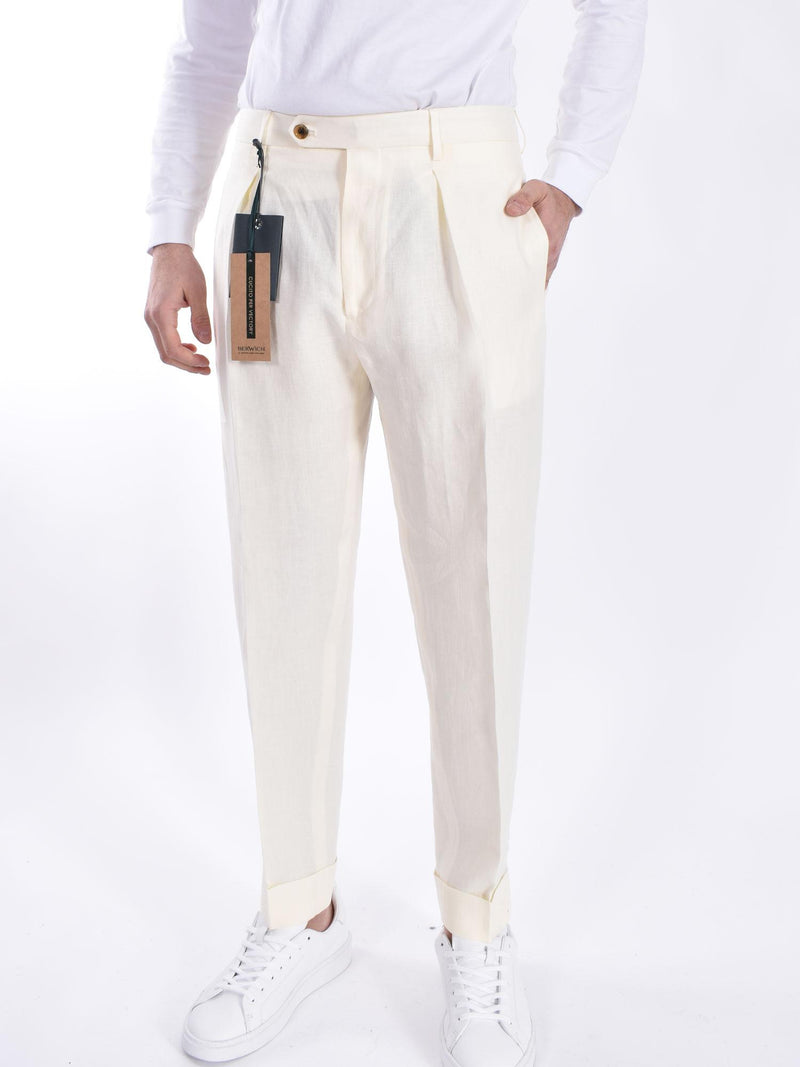 Pantalone Berwich lino bianco panna Chiaia 