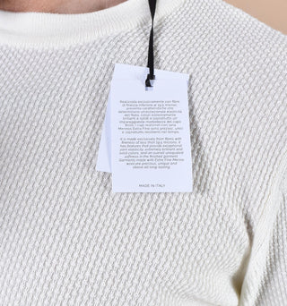 Maglia Gran Sasso girocollo catene bianco panna extrafine merinos 57147 14248005 GRAN SASSO