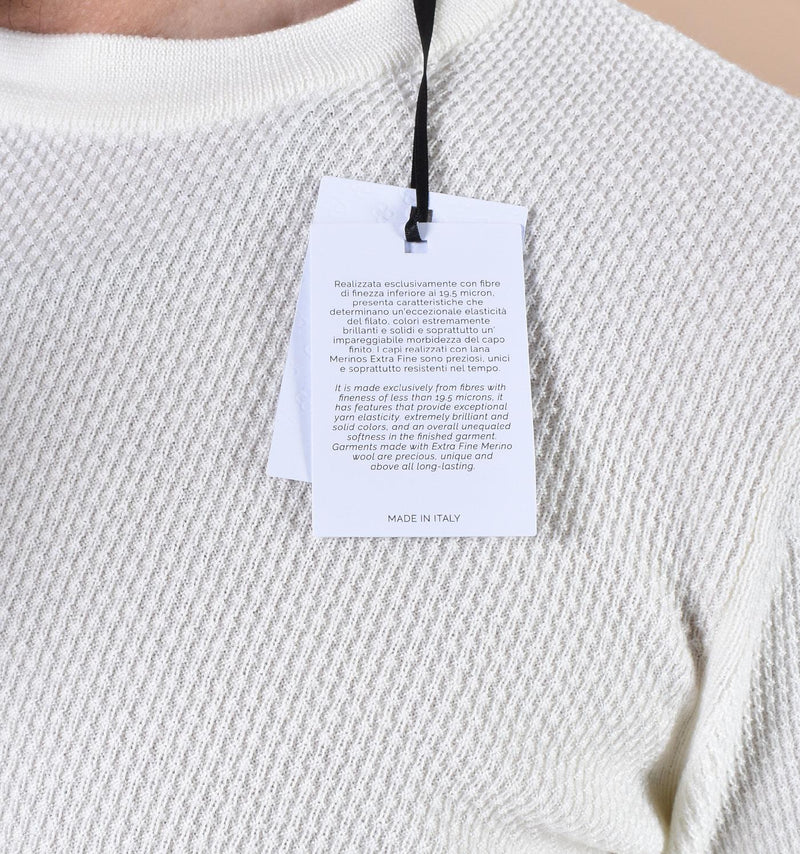 Maglia Gran Sasso girocollo catene bianco panna extrafine merinos 57147 14248005 GRAN SASSO