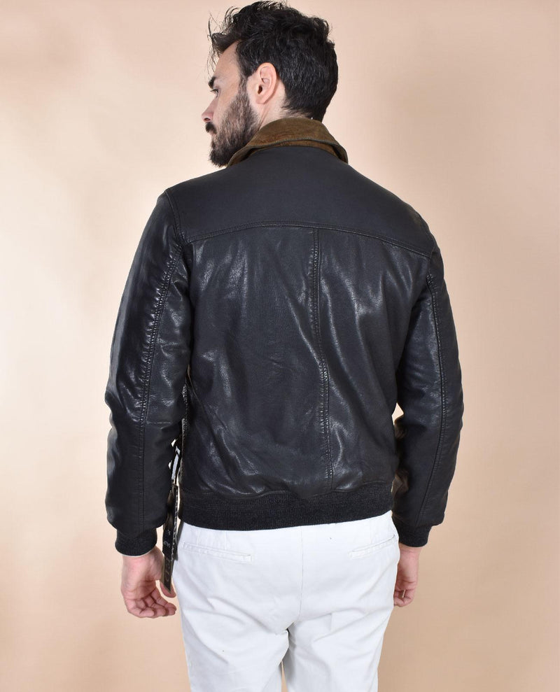 Giubbotto Jack Leathers bomber pelle Ottaviano nero 