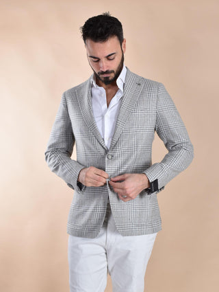 Giacca Tagliatore principe galles grigio perla lana seta cashmere 1SMC22K 440055P1291 TAGLIATORE