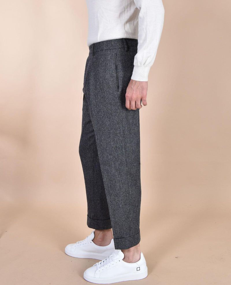Pantalone Berwich italiano chiaia spigato pinces lana grigio AM151301 BERWICH