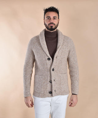 Maglione cardigan Tagliatore sciallato Jackson beige JACKSON04 TAGLIATORE