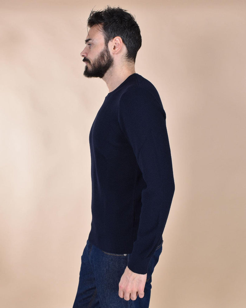 Maglia Gran Sasso girocollo catene blu extrafine merinos 57147 14248598 GRAN SASSO